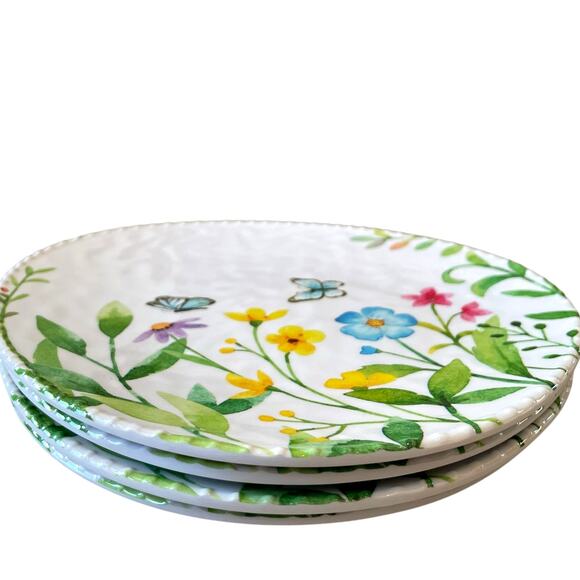 Spring Gatherings Floral Easter Egg Shaped Melamine Salad Plates 8" Set of 4 New - Picture 13 of 15